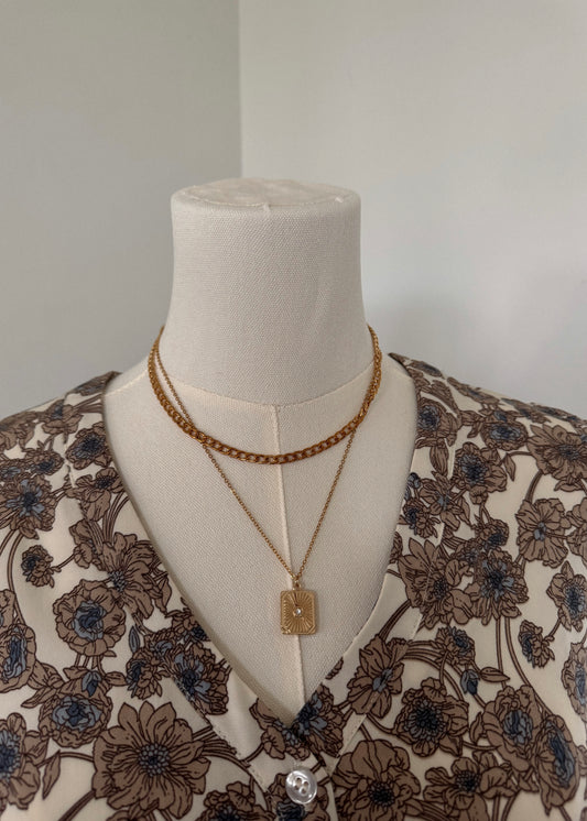 Gina Layered Pendant Necklace- GOLD