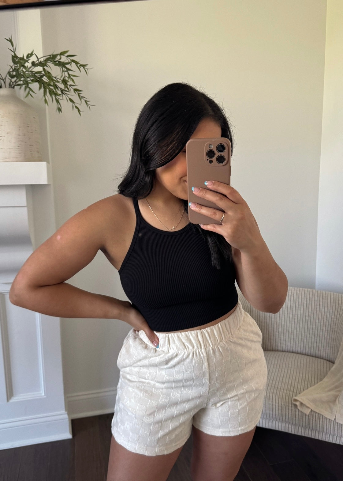 Nasia Ribbed Tank  - BLACK