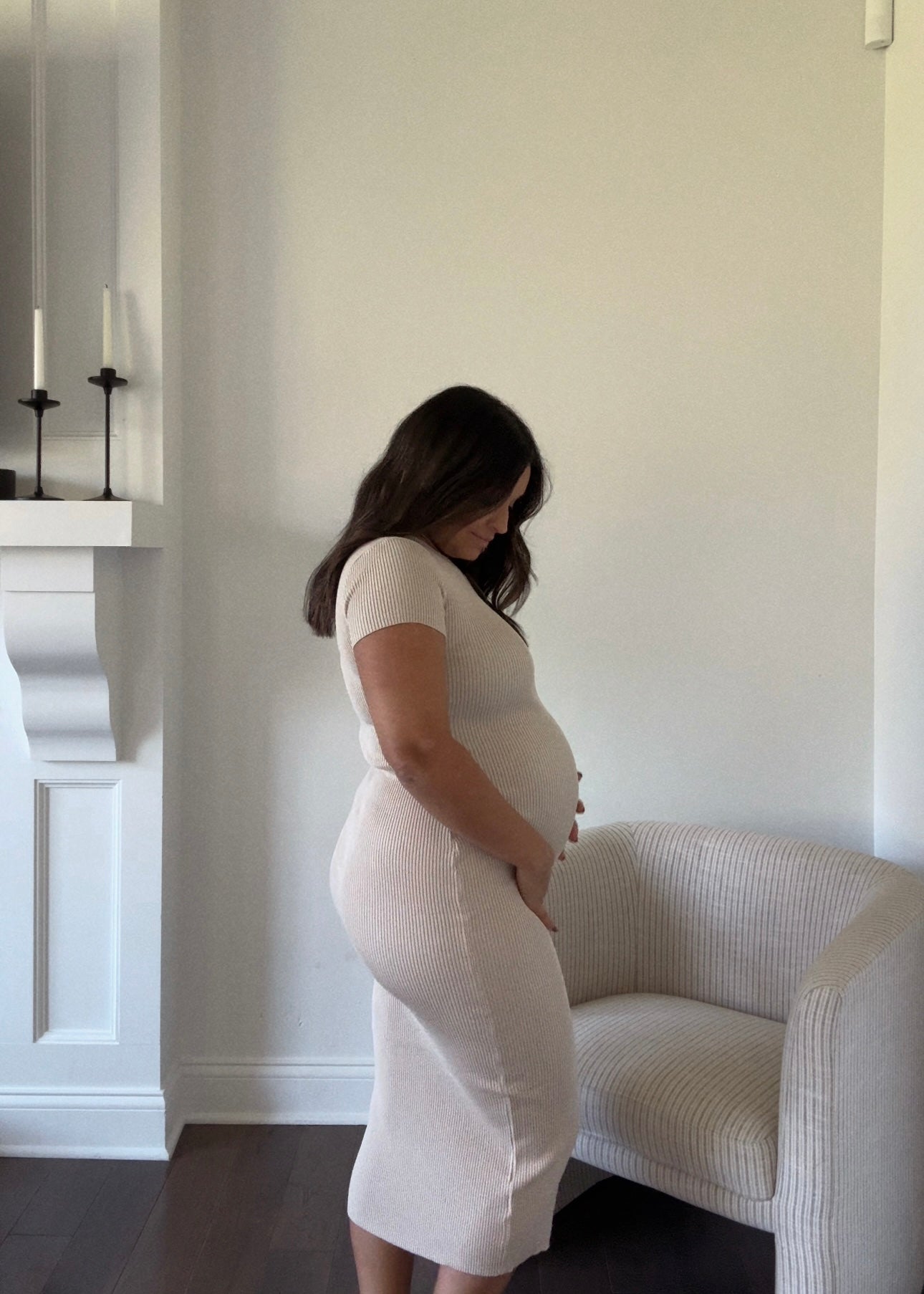 Mason Ribbed Knit Midi Dress - NATURAL