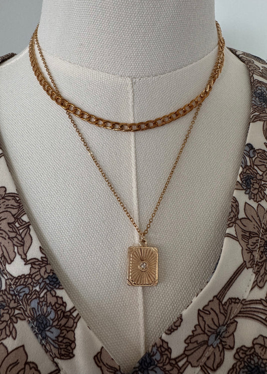 Gina Layered Pendant Necklace- GOLD