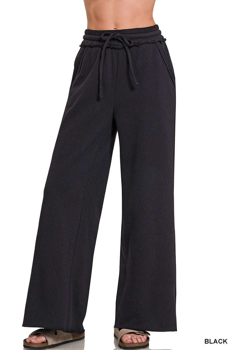Madison Wide Leg Lounge Pants - BLACK