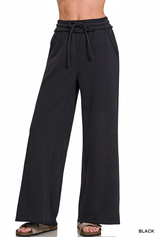 Madison Wide Leg Lounge Pants - BLACK