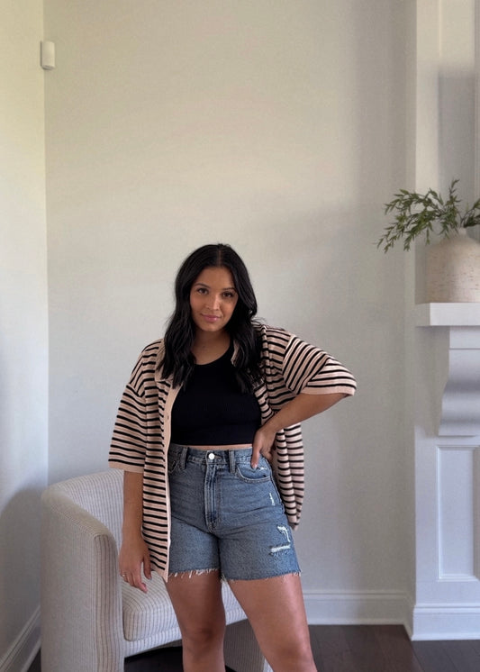 Nasia Ribbed Tank  - BLACK