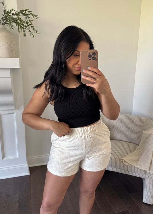 Nasia Ribbed Tank  - BLACK