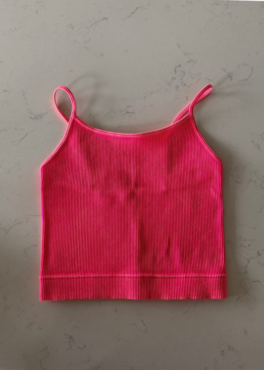 Sianna Ribbed Tank - CORAL PINK
