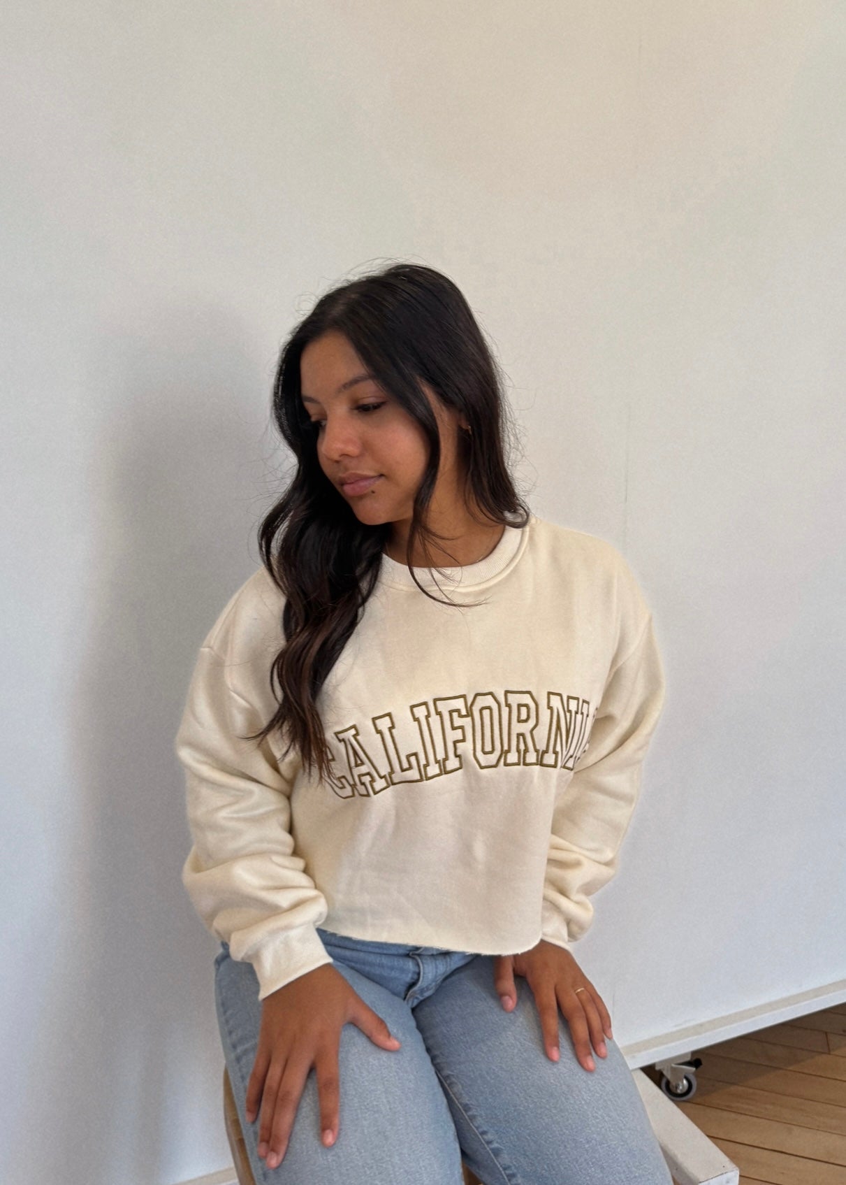 California Embroidered Pullover - IVORY