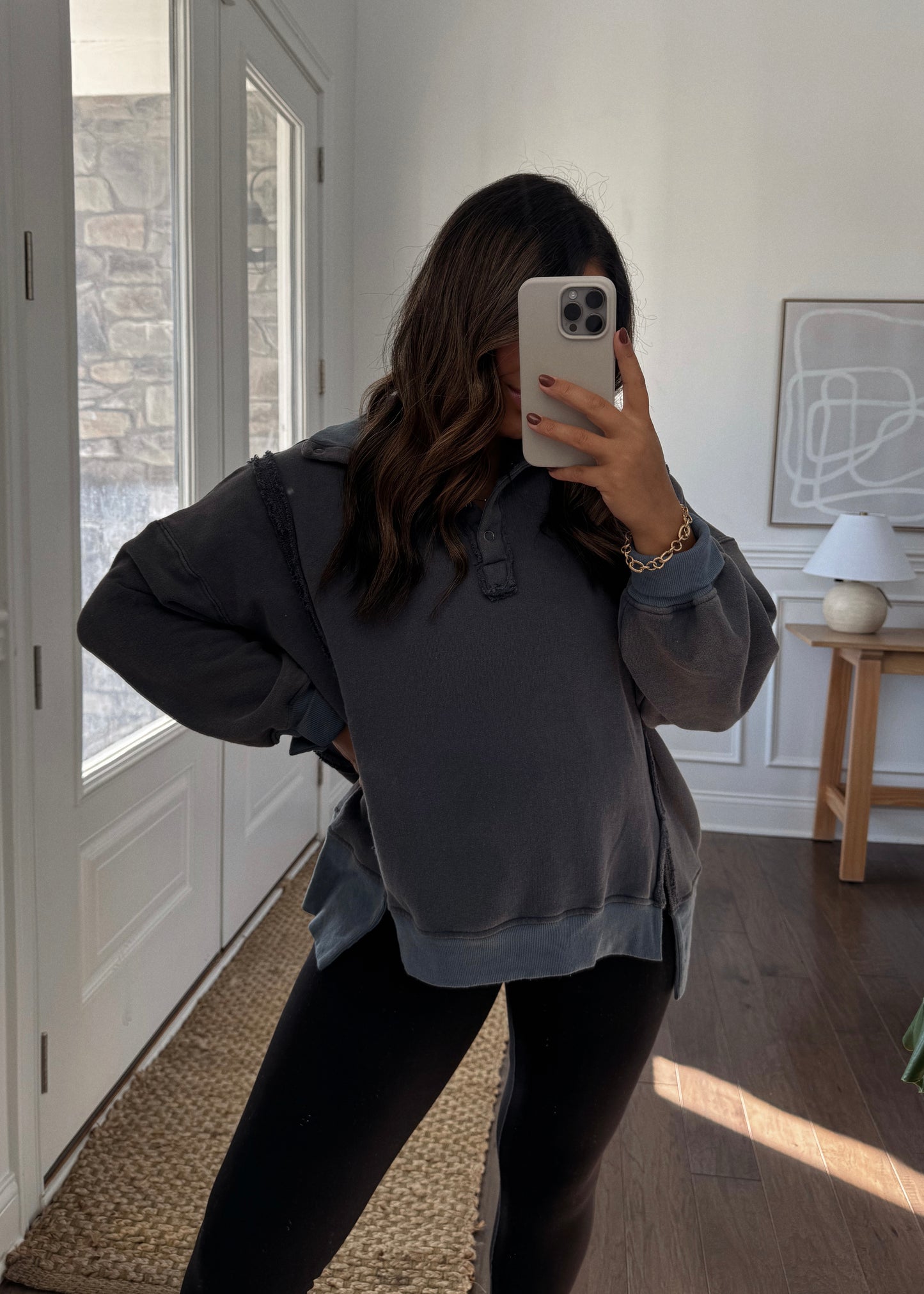 Vintage Washed Terry Pullover - DENIM