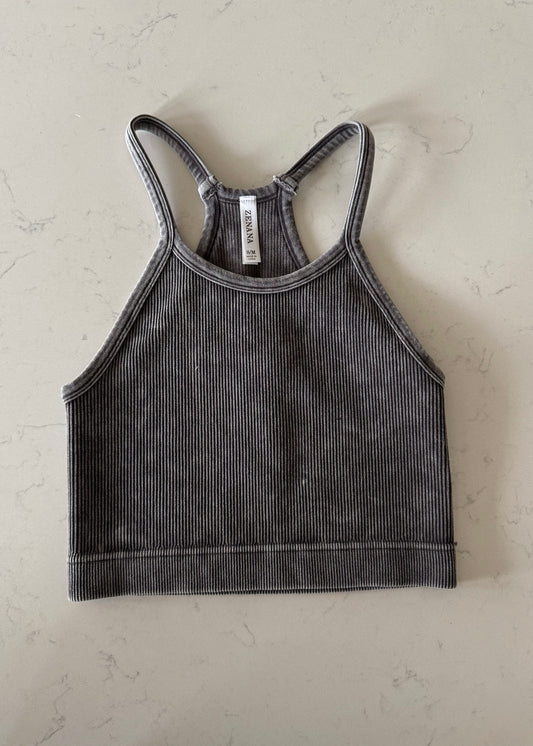 Kerri Vintage Cropped Tank - ASH GREY