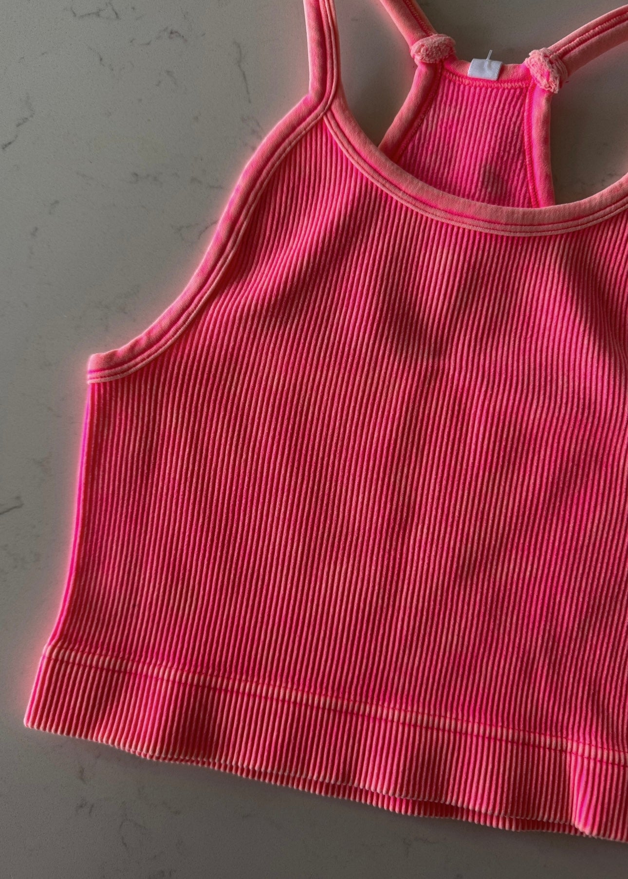 Kerri Vintage Cropped Tank - CORAL FUSHIA