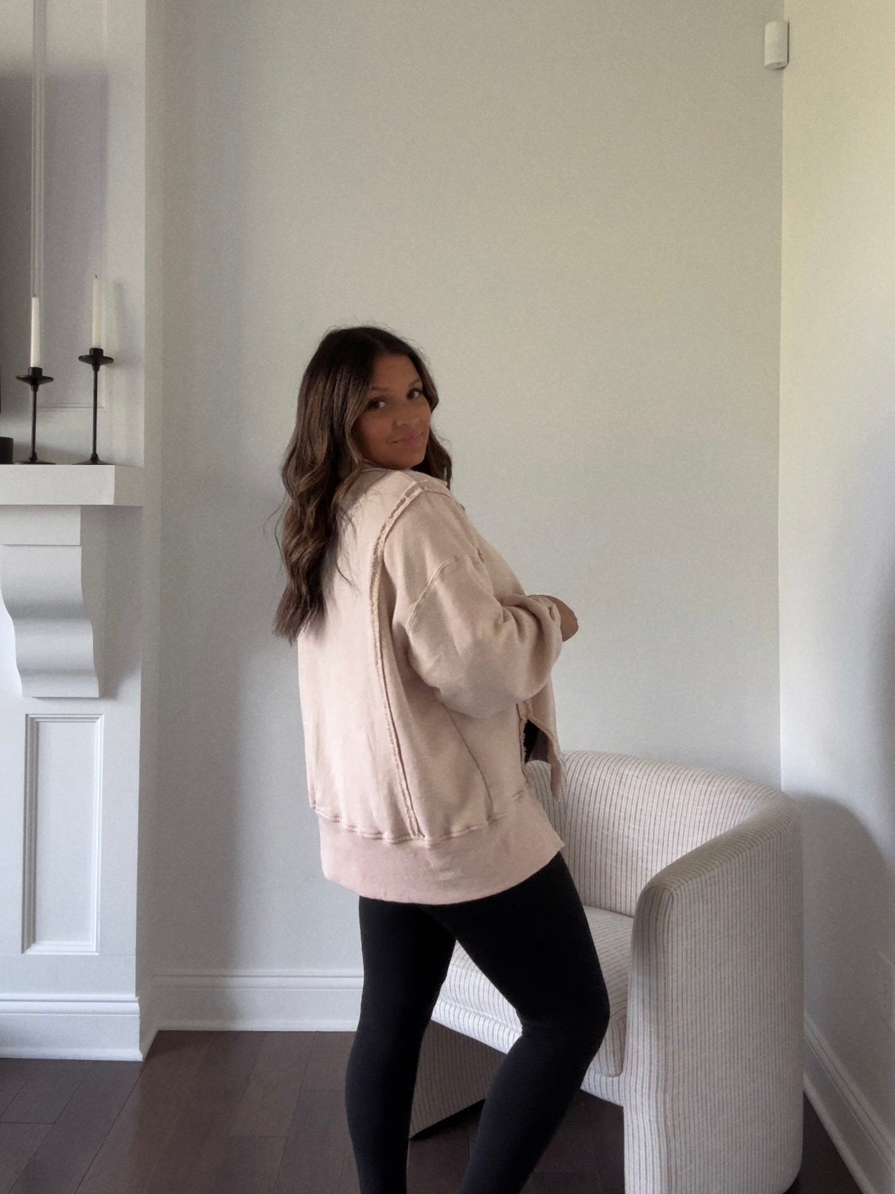 Vintage Washed Terry Pullover - ALMOND