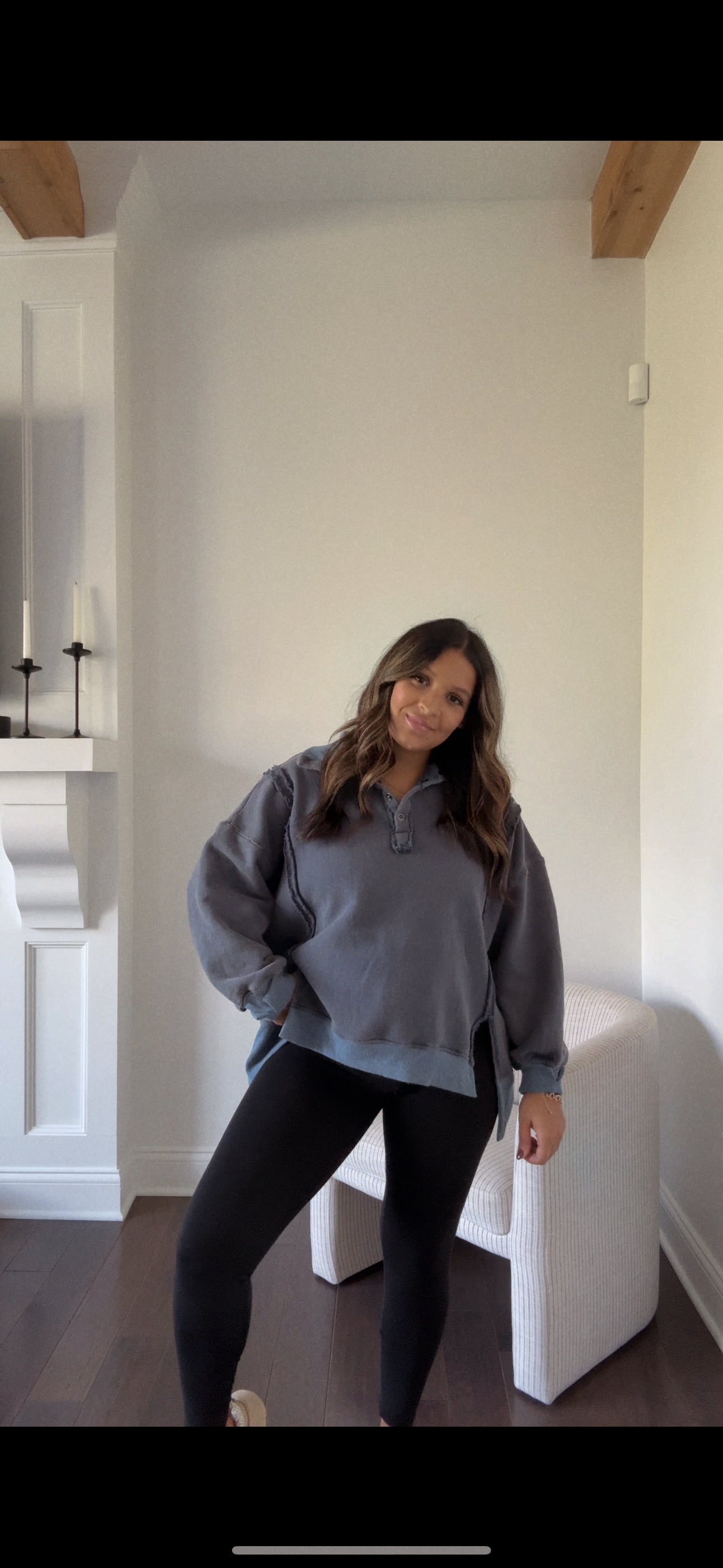 Vintage Washed Terry Pullover - DENIM