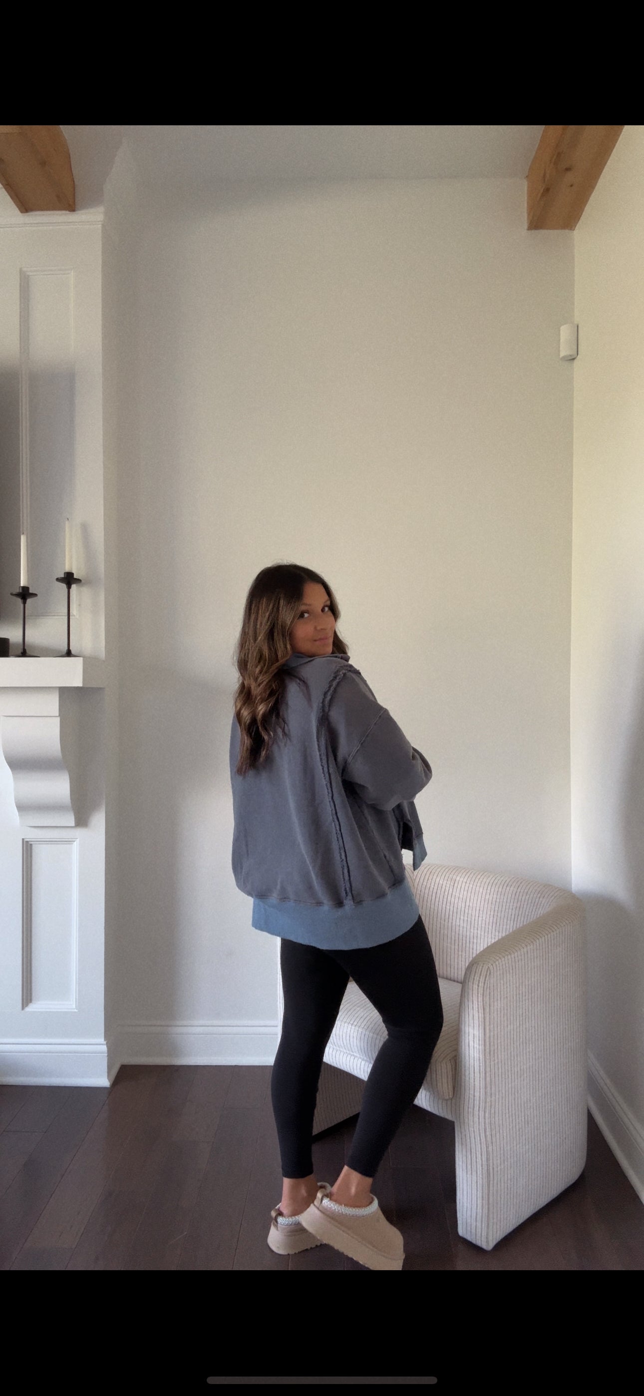 Vintage Washed Terry Pullover - DENIM